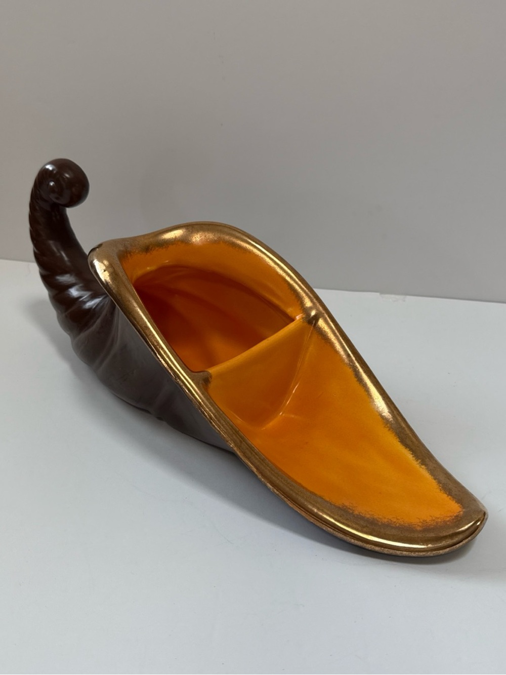 Decorative Cornucopia horn of Plenty - 1976 ceramic thanksgiving fall decor
